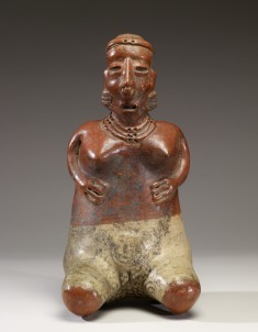 Kneeling Female Figure with Hands on Abdomen
