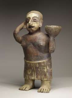 Polychrome Standing Female with Bowl on Shoulder