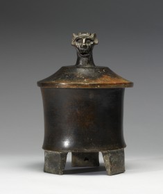 Lidded Tripod Vase with Jaguar Head Finial