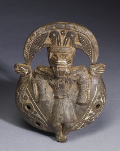 Ocarina with Standing Zoomorphic Figure with Crescent Headdress