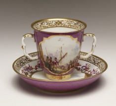 Cup and Saucer with Shipping Scenes