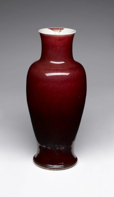 Cherry-Red Baluster-Shaped Vase
