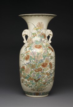 Vase with Autumn Flowers and Elephant Handles