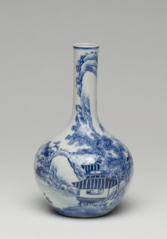 Bottle with Mountain and River Landscape
