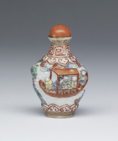 Snuff Bottle with Two Figures in a Landscape and Men in a Boat