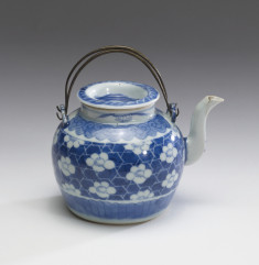 Teapot with Plum Blossoms and Geometric Designs