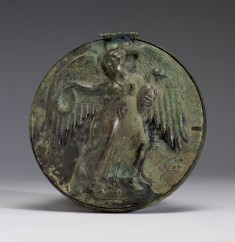 Mirror with Winged Female Holding Wreath and Goose