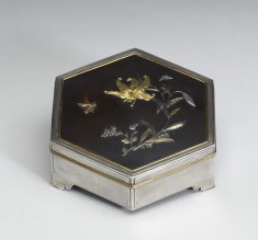 Hexagonal Box with Tiger Lily and a Bee