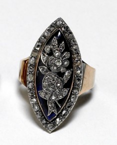 Marquise Ring with Floral Decor