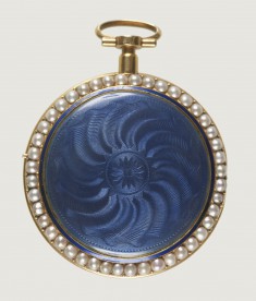 Watch with a Guilloché Case with Pearls