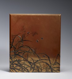 Box for Writing Implements (suzuri-bako) with Fireflies and Reeds