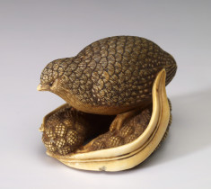 Netsuke of a Quail on Millet
