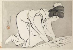 着物をたたむ女 (Woman Folding a Kimono)