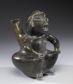 Seated Female Effigy Vessel with Tall Spout