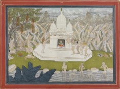 Ascetics before the Shrine of the Goddess, page from a dispersed series of the Kedara Kalpa