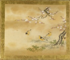 Yellow Birds and Peach Tree