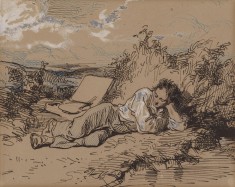 Young Artist Asleep by a Stream