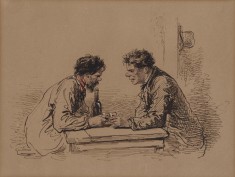 Two Men at a Table with Wine