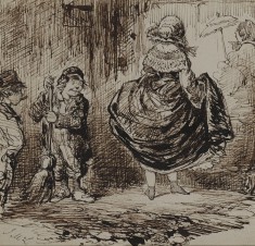Urchins Looking at a Lady Lifting Her Skirt