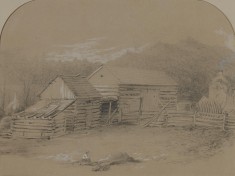 Barnyard with Boy and Horse