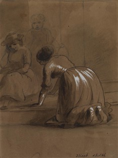 Street Sketch. Washing Steps.