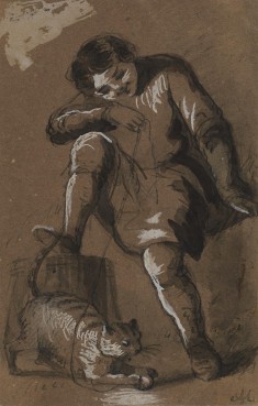 Child Playing with a Cat