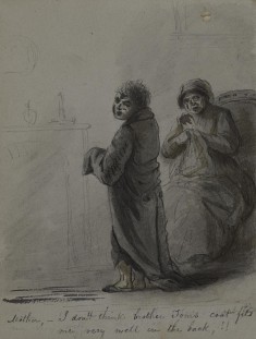 Mother and Son by Fireplace