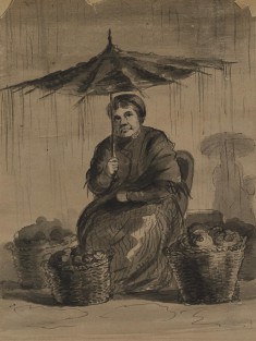 Woman Under an Umbrella in a Market