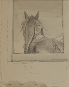 View of a Horse through a Window (Recto); Woman in Hat (Verso)