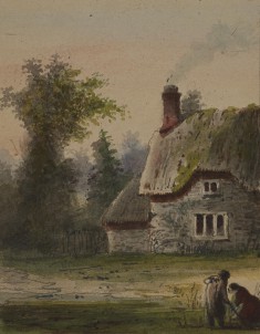 Two Figures Outside a Cottage