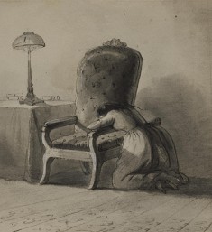 Girl Kneeling Over the Arm of a Chair