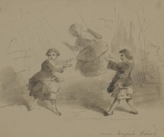 Three Children Playing with a Swing