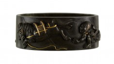 Fuchi with a Man Chasing Runaway Horse