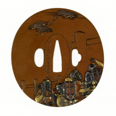 Tsuba with Benkei at the Barrier Gate, from the Play "The Subscription List"