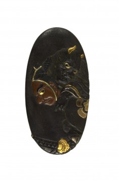 Kashira with Ômori Hikohichi Carrying a Demon Across a Stream