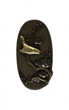Kashira with a Nightingale on a Plum Tree Branch