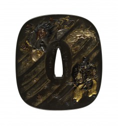 Tsuba with the Samurai Watanabe no Tsuna
