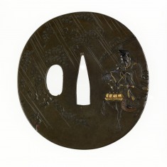 Tsuba with Mounted Warrior in the Rain
