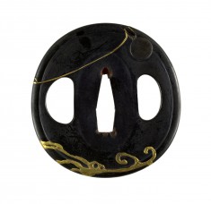 Tsuba with Gold Waves