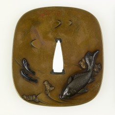 Tsuba with a Large Carp and Two Small Fish