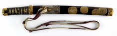 Dagger (aikuchi) with mythological animals in lacquer and metal mountings of chickens (includes 51.1200.1-51.1200.3)