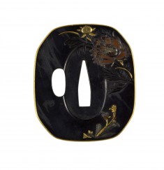 Tsuba with Peony and Butterfly