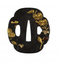 Tsuba with Chrysanthemums