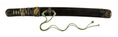 Dagger (aikuchi) with dark brown saya with waves silver mountings, various fish (includes 51.1242.1-51.1242.2)