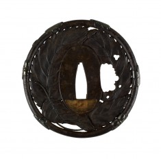 Tsuba with Leaves and Cherry Blossoms