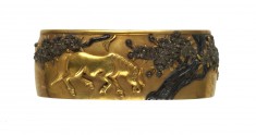 Fuchi with Horses and Cherry Blossoms