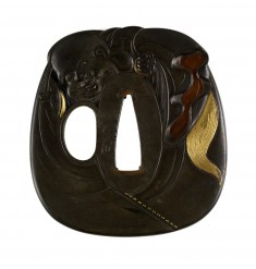 Tsuba with the God Hotei with his Sack