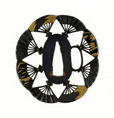 Tsuba with Eight Folding Fans
