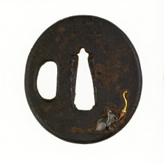 Tsuba with a Rat and a Chinese Hot Pepper