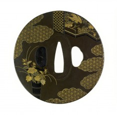 Tsuba with a Folding Screen and Clouds